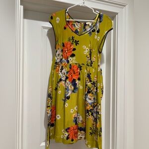 Anthropologie Floral Cap Sleeve Silk Dress - Size 4